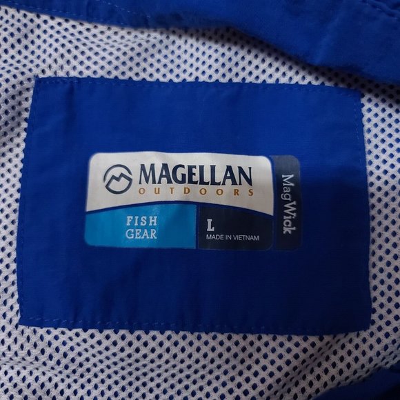 MAGELLAN OUTDOORS MAG WICK Mens Large Royal Blue Fish Long Sleeve Shirt - Picture 11 of 12